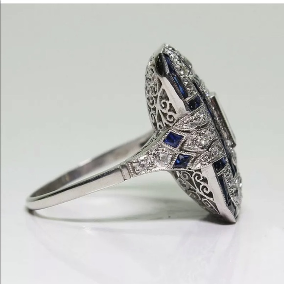 925 Silver Women Emerald Cut White Sapphire Ring💍 - Picture 3 of 6